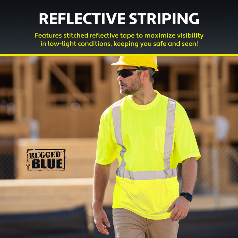 Bundle: 6-Pack Rugged Blue Class 2 Hi-Vis Short Sleeve T-Shirt, view 6 of 9