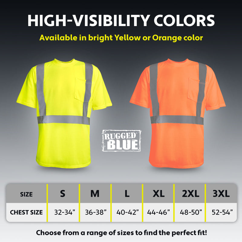 Bundle: 6-Pack Rugged Blue Class 2 Hi-Vis Short Sleeve T-Shirt, view 8 of 9