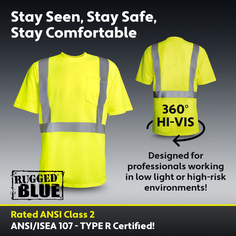Bundle: 6-Pack Rugged Blue Class 2 Hi-Vis Short Sleeve T-Shirt, view 9 of 9
