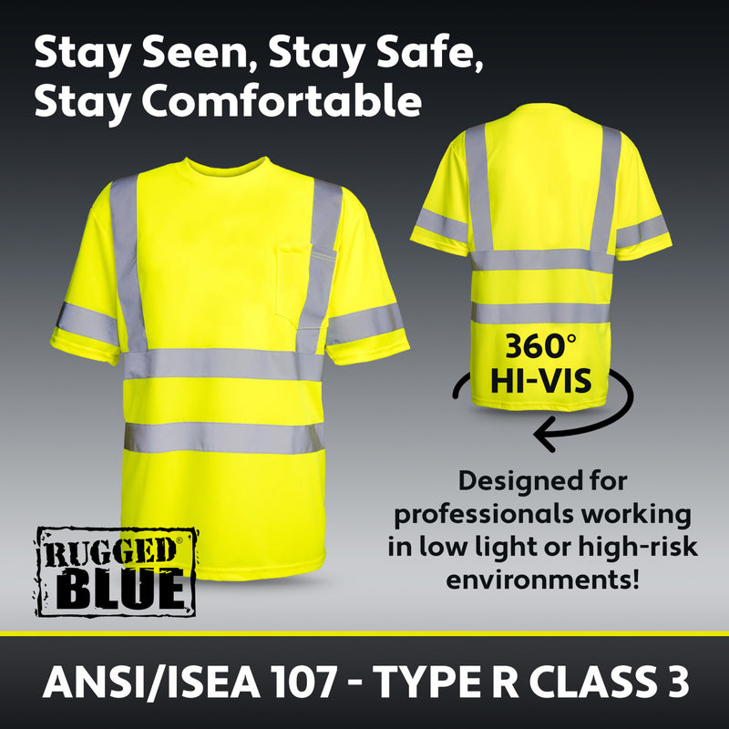 Rugged Blue Type R Class 3 Hi-Vis Wicking Mesh Short Sleeve T-Shirt, view 10 of 10