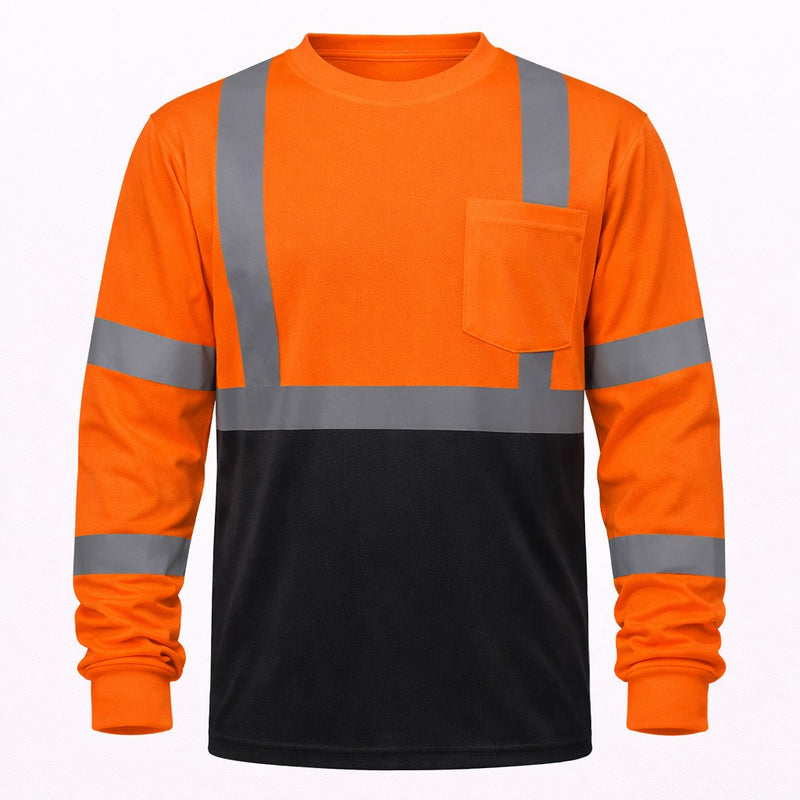 Pyramex RLTS31B Type R Class 3 Hi-Vis Black Bottom Long Sleeve T-Shirt, view 4 of 6