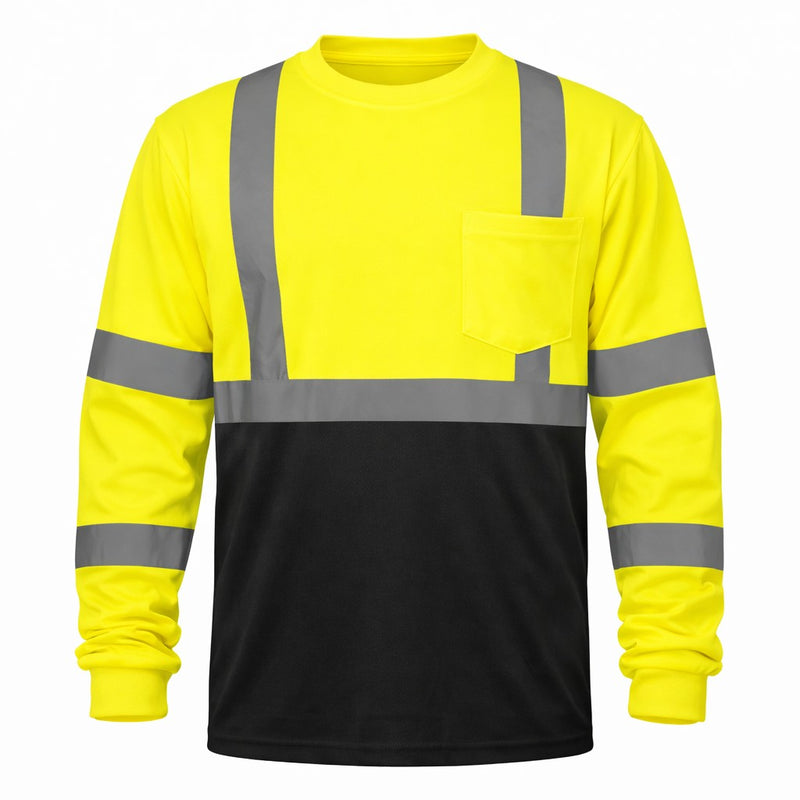 Pyramex RLTS31B Type R Class 3 Hi-Vis Black Bottom Long Sleeve T-Shirt, view 1 of 6