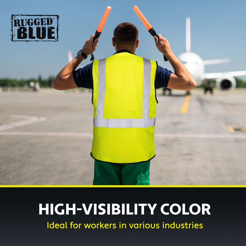 Rugged Blue Type R Class 2 Hi-Vis Economy Mesh Safety Vest, view 6 of 10