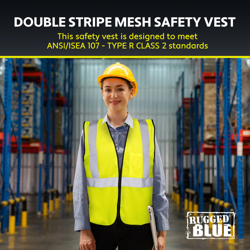 Rugged Blue Type R Class 2 Hi-Vis Economy Mesh Safety Vest, view 7 of 10