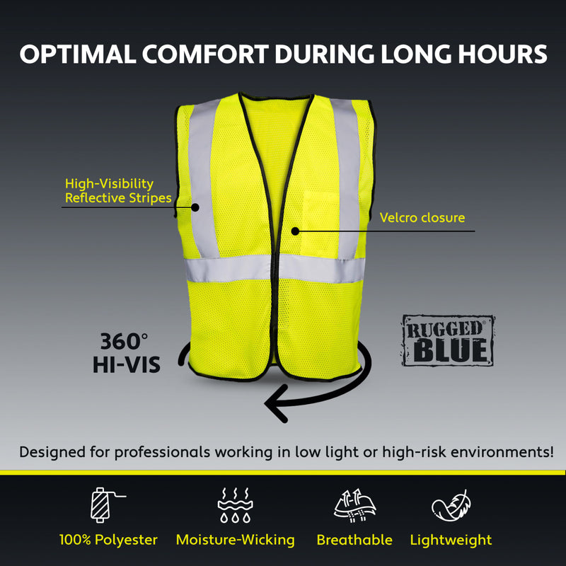Rugged Blue Type R Class 2 Hi-Vis Economy Mesh Safety Vest, view 8 of 10