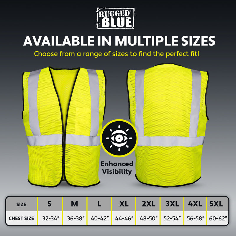 Rugged Blue Type R Class 2 Hi-Vis Economy Mesh Safety Vest, view 9 of 10