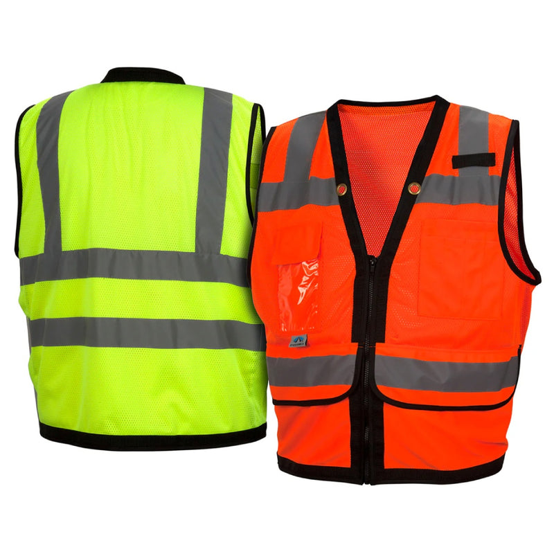 Pyramex RVZ28 Type R Class 2 Hi-Vis Black Trim Mesh Safety Vest, view 5 of 6