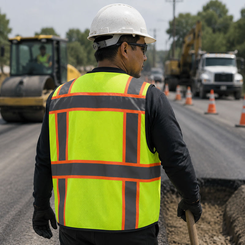 Pyramex RVZ44B Type R Class 2 Hi-Vis Two-Tone Black Bottom Mesh Safety Vest, view 6 of 6