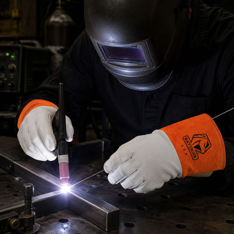 Black Stallion 25K Premium Grain Kidskin TIG Welding Gloves with DragPatch, Natural, view 5 of 5