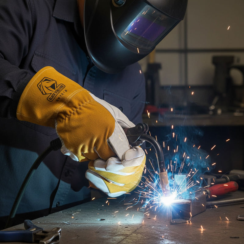 Black Stallion GM1510 Premium Goatskin MIG Welding Gloves , Natural/White, view 3 of 3