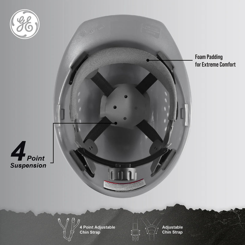 General Electric Vented Cap Style Hard Hat 4-Point Ratchet Suspension - GH326, view 3 of 13