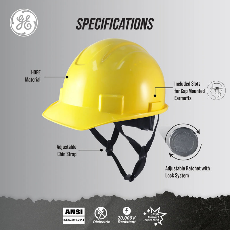 General Electric Non-Vented Cap Style Hard Hat 4-Point Ratchet Suspension - GH327, view 4 of 11