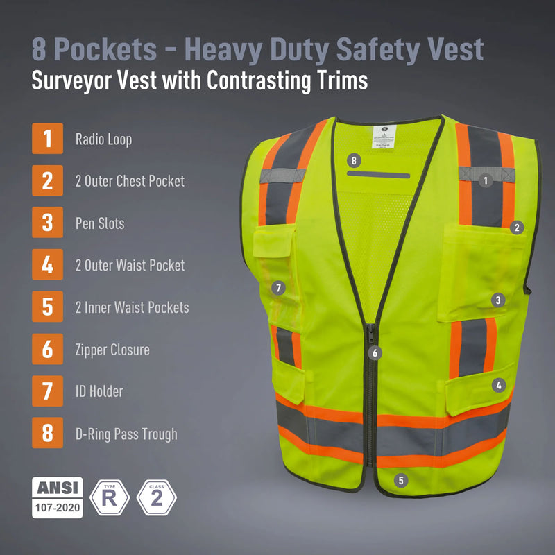 General Electric Type R Class 2 Hi-Vis Safety Vest with Contrasting Trim, GV082, view 6 of 8