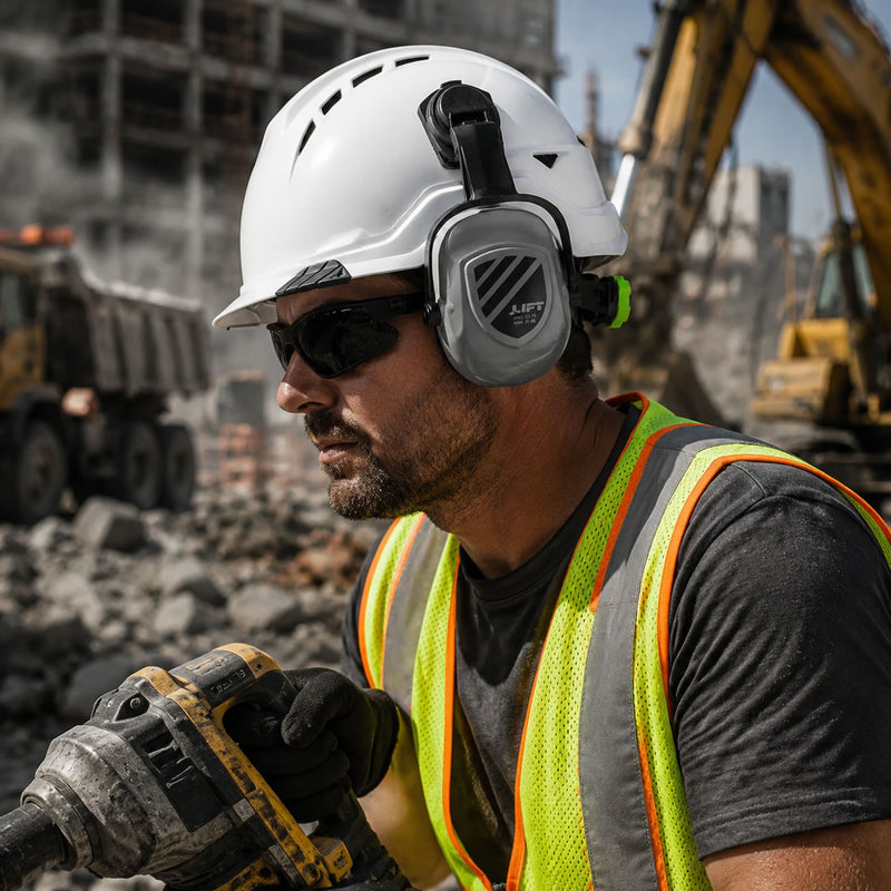 LIFT Cap Mounted Earmuffs, HEP25-22GY, Gray, view 6 of 7