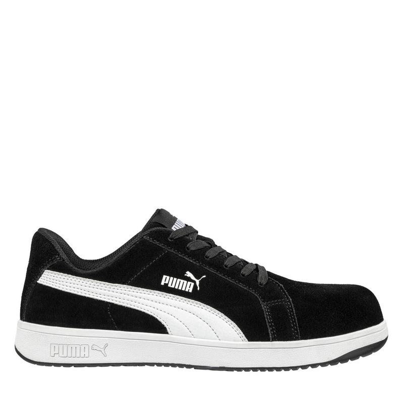 Puma Safety Men's Icon Suede Low EH Composite Toe Shoes, 640115, Black/White, view 1 of 5