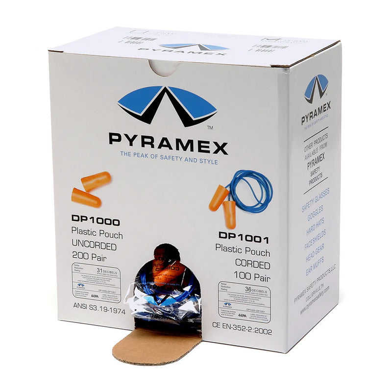Pyramex DP1001 NRR 31dB Disposable Corded Earplugs, DP1001, 100 Pair, Orange, view 3 of 3