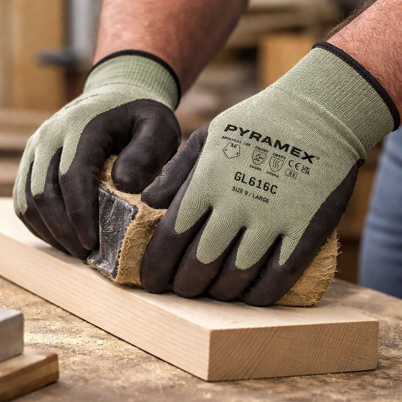 Pyramex GL616C A6 Cut Micro-Foam Nitrile Dipped Gloves, Green, view 3 of 3