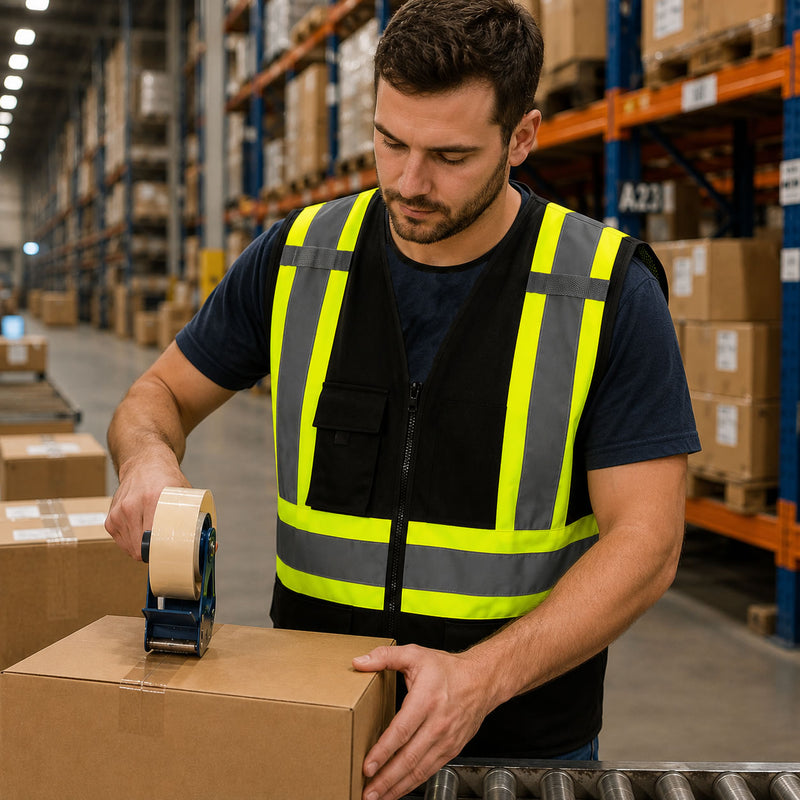 Pyramex RCZ2411 Type O Class 1 Enhanced Visibility Safety Vest Contrasting Color Trim with X Back, view 4 of 4