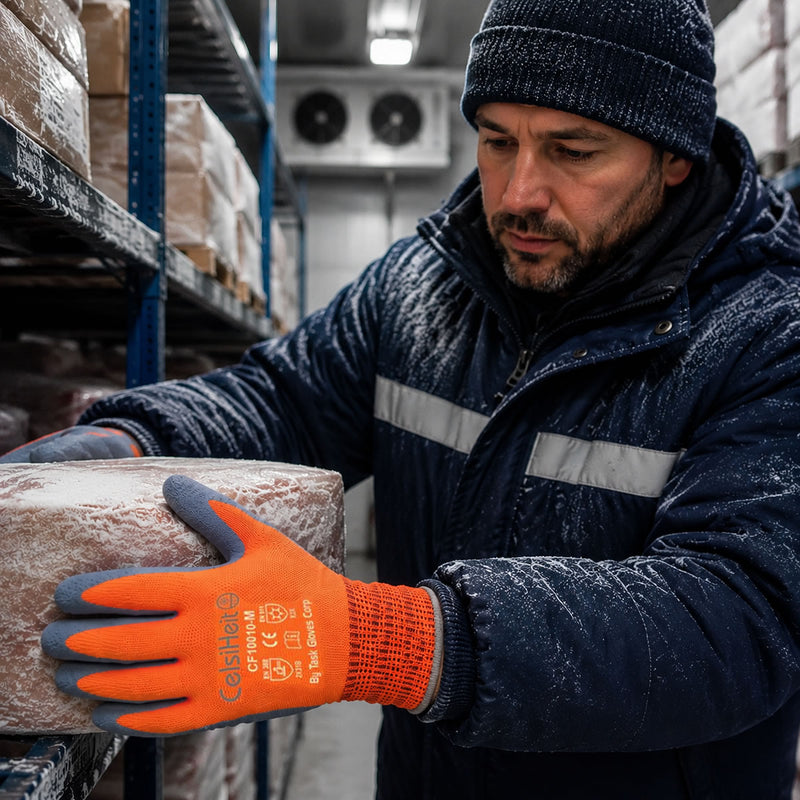 TASK CelsiHeit Hi-Vis ANSI A2 Cold Weather Latex Coated Gloves, Orange, CF10010, view 5 of 5