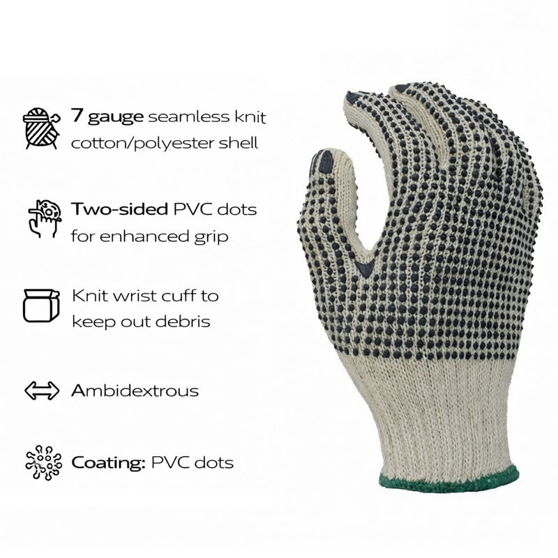 TASK 7G 2-Sided PVC Dotted Gloves, TSK11201, Natural/Black, view 2 of 3