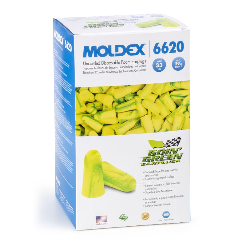Goin' Green Disposable Earplugs NRR 33dB, USA MADE, 222200575, 200 Pair, Green, view 1 of 5