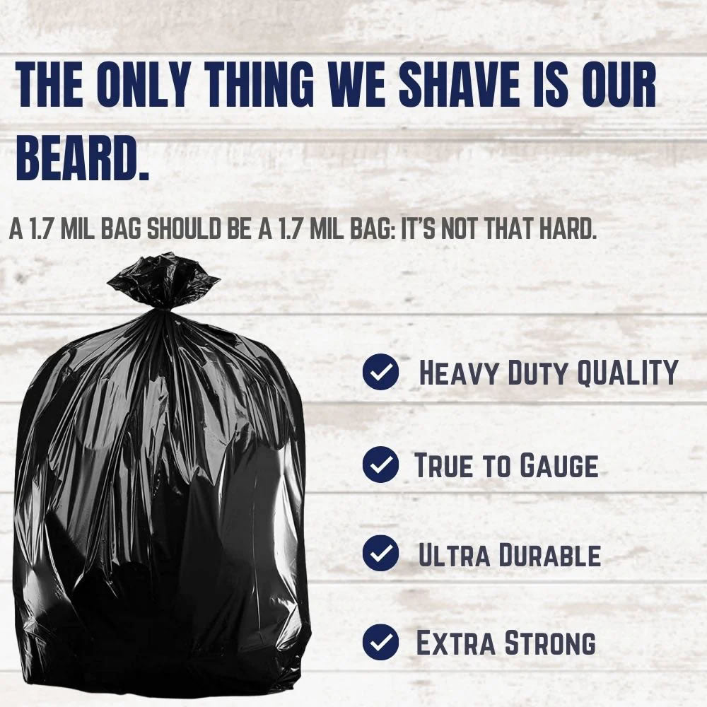 32-33 Gallon Trash Bags - Black, 100 Bags - 1.7 Mil 32-33 Gallon Trash Bags - Black, 100 Bags - 1.7 Mil