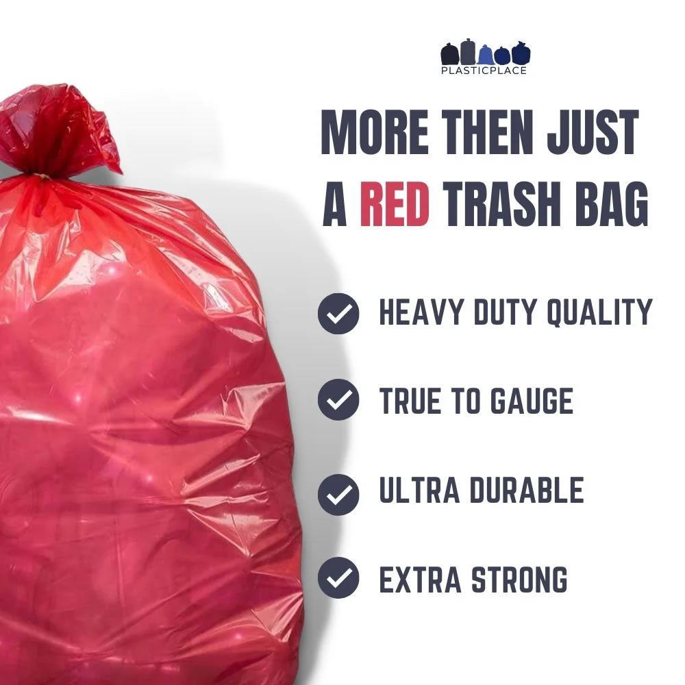 32-33 Gallon Trash Bags - Red, 100 Bags - 1.5 Mil 32-33 Gallon Trash Bags - Red, 100 Bags - 1.5 Mil