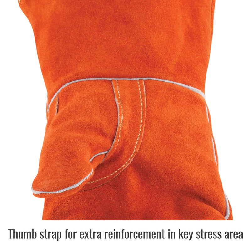 Black Stallion 110 Select Shoulder Split Cowhide Stick Welding Gloves, Orange, view 3 of 4