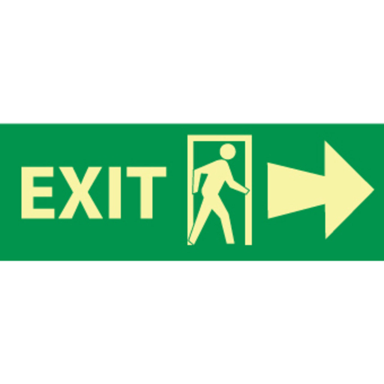 Exit With Door And Right Arrow, 5x14 Pressure Sensitive Glow Sign