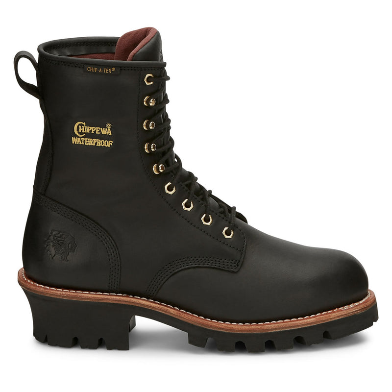 Chippewa Men's Paladin 8" Logger Waterproof Insulated EH Steel Toe Boots, 73050, Black, view 1 of 7