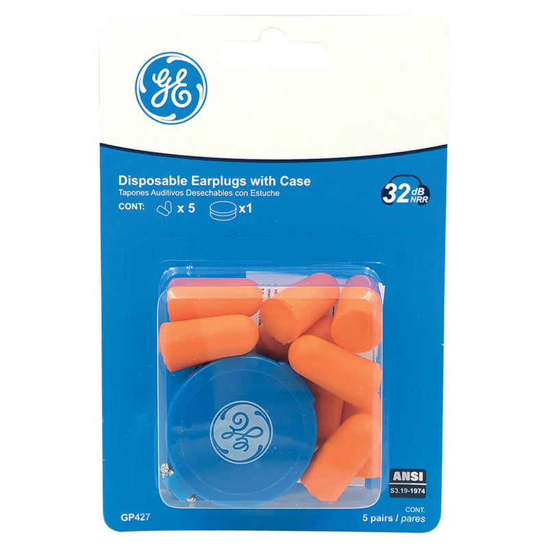 General Electric GP427 32 dB Polyurethane Foam Bullet Earplugs, Orange, 5 Pairs, view 1 of 3