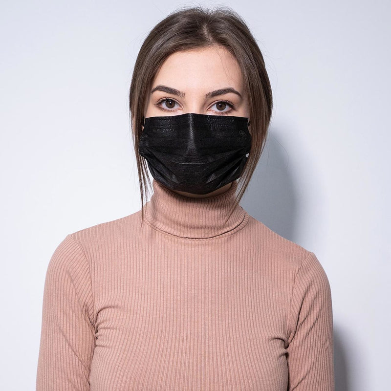 Altor Safety Surgical Mask 62222B, 4-Ply ASTM Level 2, USA Made, Black, Box of 50, view 2 of 7
