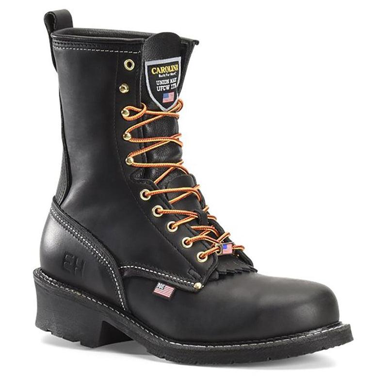 Carolina Men's Maple 9" Logger EH Plain Toe Boots, 922, Made in USA, Black, view 2 of 7