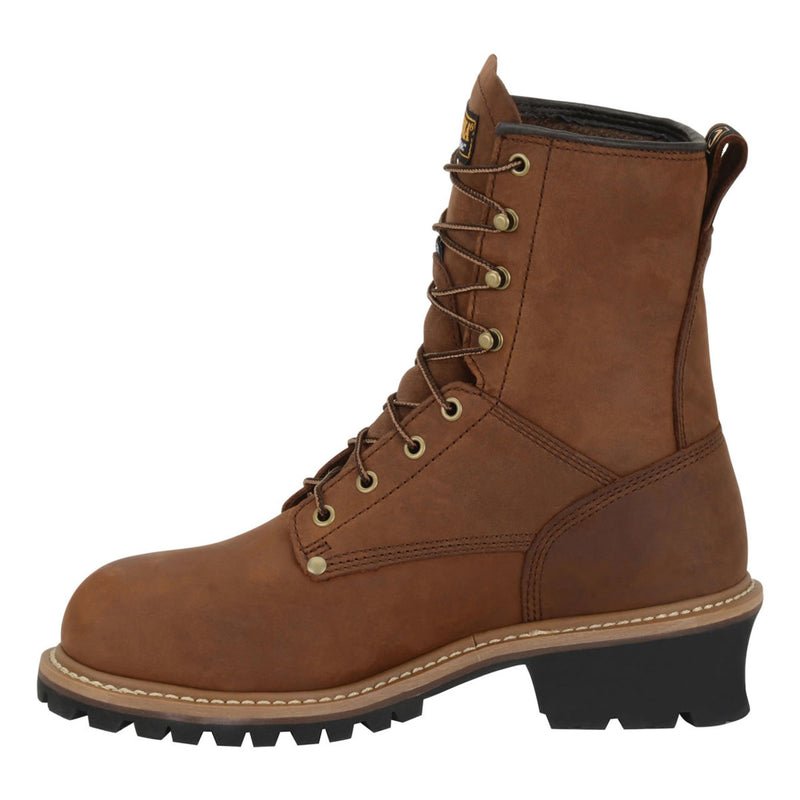 Carolina Men's 8" Loggers Waterproof Insulated EH Steel Toe Boots, CA5821, Copper Crazy Horse, view 4 of 6