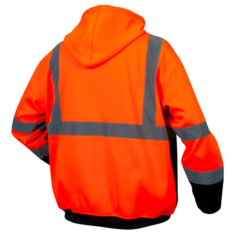 Pyramex RZH33 Type R Class 3 Hi-Vis Black Bottom Hooded Sweatshirt, view 4 of 6