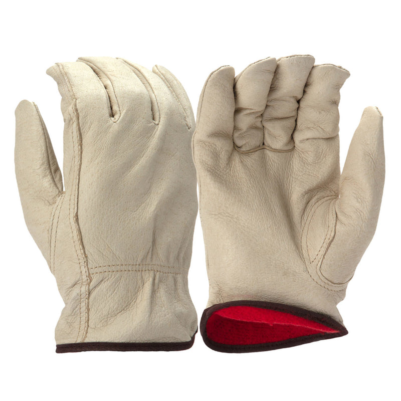 Pyramex GL4003K Insulated Fleece Lined Select Pigskin Leather Driver Gloves, Natural, view 1 of 3