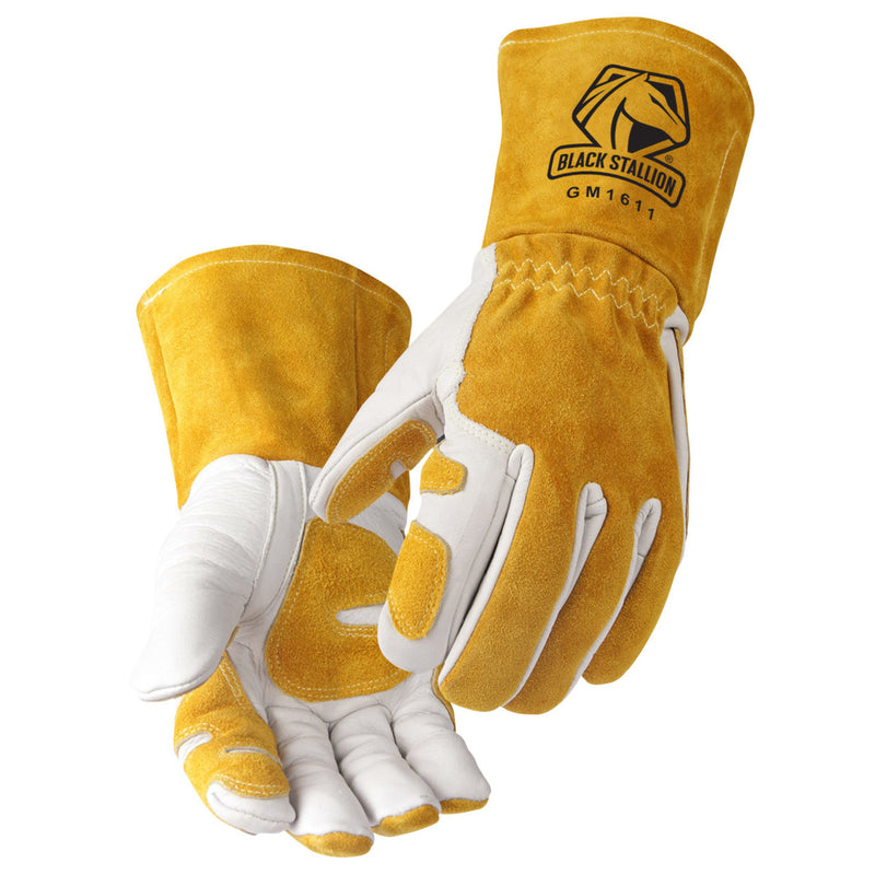 Black Stallion MIG Welding Gloves w/Reinforced Palm, GM1611-WT, Natural/White, view 1 of 6
