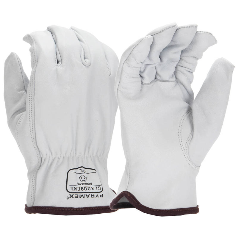 Pyramex GL3008CK Premium Grain Goatskin Leather Driver HPPE A7 Cut Gloves, White, view 1 of 3