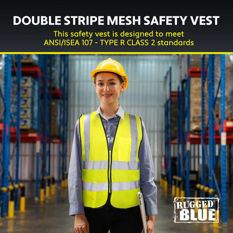 Rugged Blue Type R Class 2 Hi-Vis Double Stripe Mesh Safety Vest, view 5 of 8
