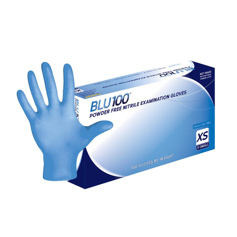 DASH BLU100 Nitrile Exam Grade Disposable Gloves, Light Blue, 4.3 mil, Box of 100, view 1 of 13