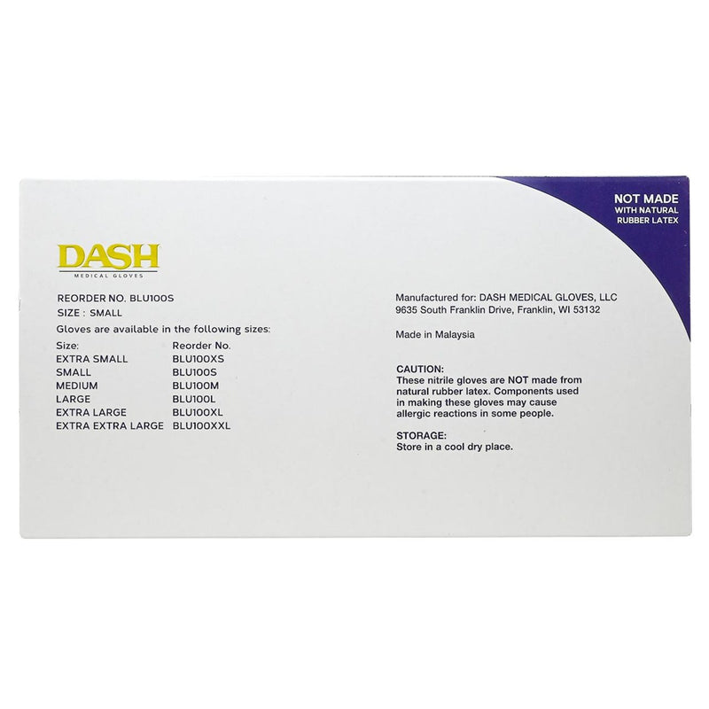 DASH BLU100 Nitrile Exam Grade Disposable Gloves, Light Blue, 4.3 mil, Box of 100, view 12 of 13