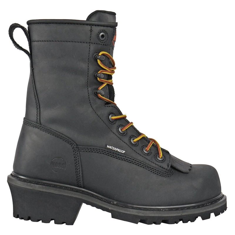 Hoss Men's Cross Cut 8" Loggers Waterproof EH Composite Toe Boots, 80114, Black, view 4 of 7