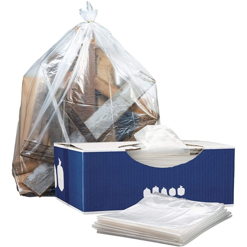 55-60 Gallon Trash Bags - Clear, 100 Bags (10 Rolls of 10) - 1.2 Mil, view 4 of 10