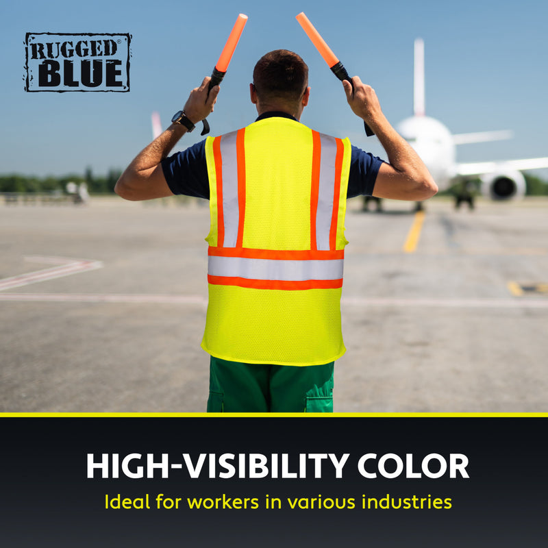Rugged Blue Type R Class 2 Hi-Vis Two-Tone Mesh Safety Vest, view 4 of 8