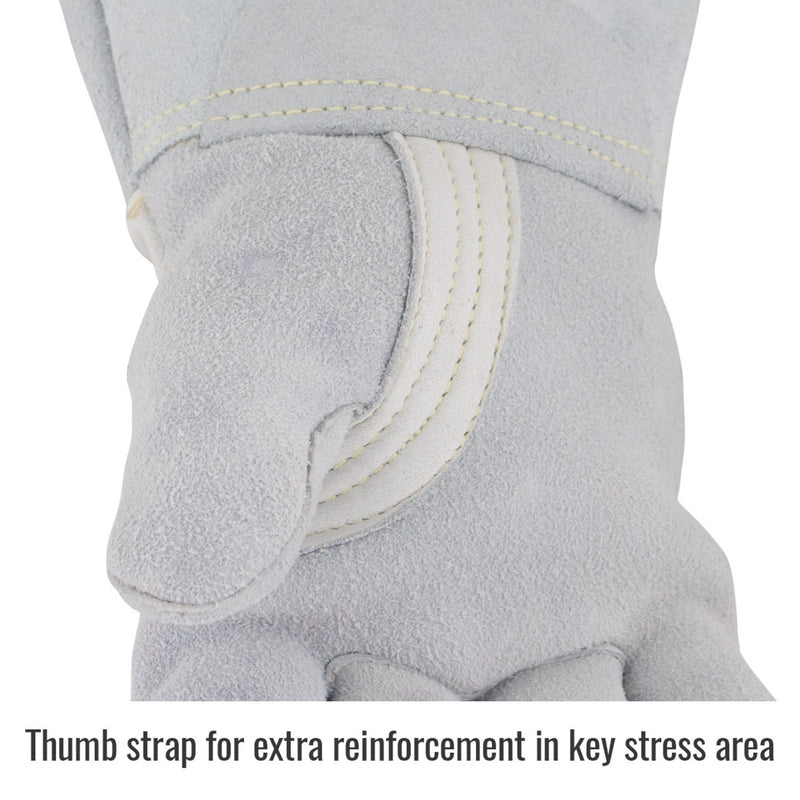 Black Stallion 750 Pearl White Premium Grain Elkskin Stick Welding Gloves with Nomex Lined Back, White, view 3 of 4