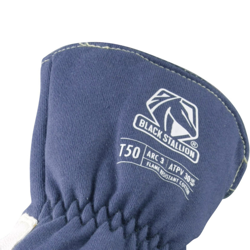 Black Stallion T50 Premium Grain Goatskin Flame Resistant TIG Welding Gloves, Blue/White/Gray, view 4 of 7
