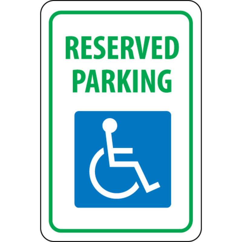 NMC TM87G Reserved Parking, Handicapped, 18in x12in, .040 Aluminum Sign, view 1 of 1