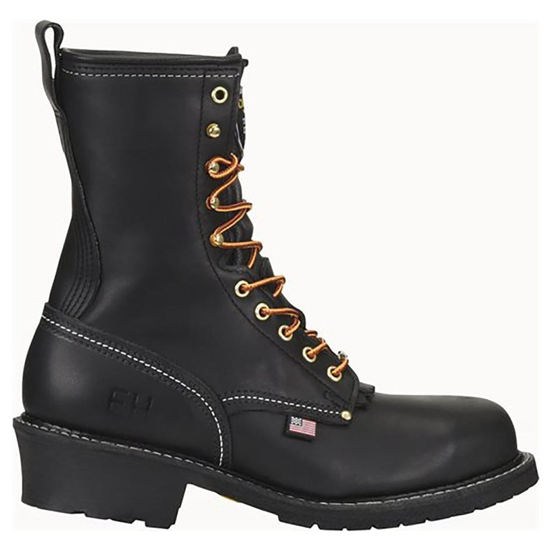 Carolina Men's Maple 9" Logger EH Plain Toe Boots, 922, Made in USA, Black, view 1 of 7