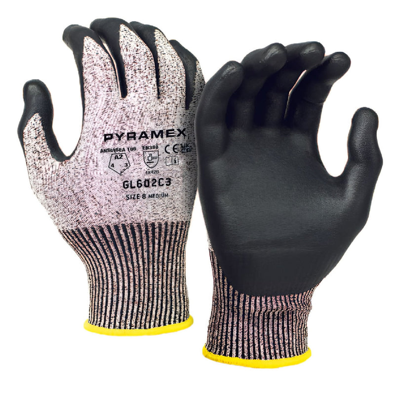Pyramex Safety GL602C3 A2 Cut Micro-Foam Nitrile Dipped Gloves, Gray, view 1 of 3