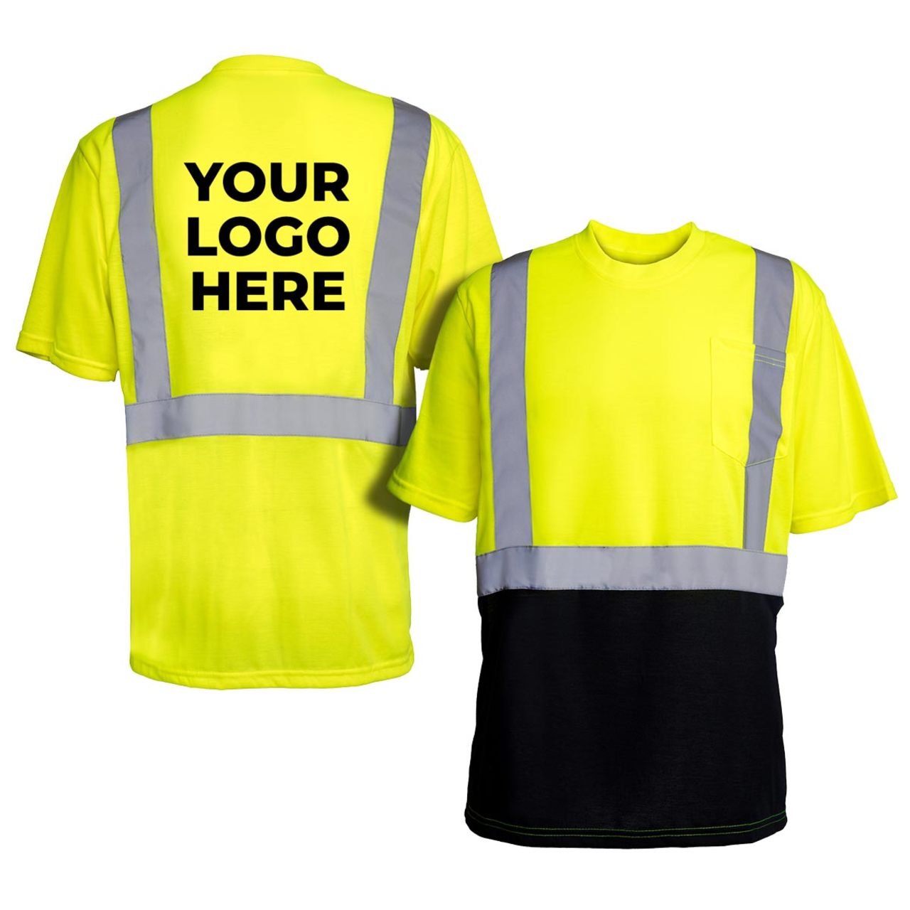 Custom Rugged Blue Type R Class 2 Hi-Vis Black Bottom Short Sleeve T-Shirt Custom Rugged Blue Type R Class 2 Hi-Vis Black Bottom Short Sleeve T-Shirt